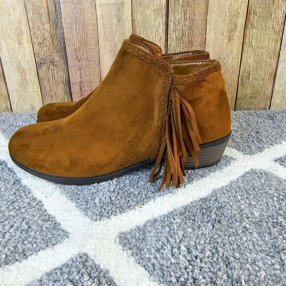 Pierre Dumas Zoey Brown Suede Fringe Booties Us 8 UK 5.5 EU 39 - Picture 1 of 9